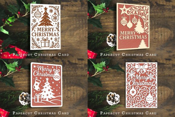 Download Paper Cut Christmas Card SVG Bundle - Card svg bundle Collection