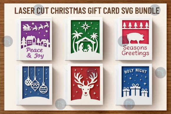 Download Laser Cut Christmas Gift Card SVG Bundle - Card svg bundle Collection